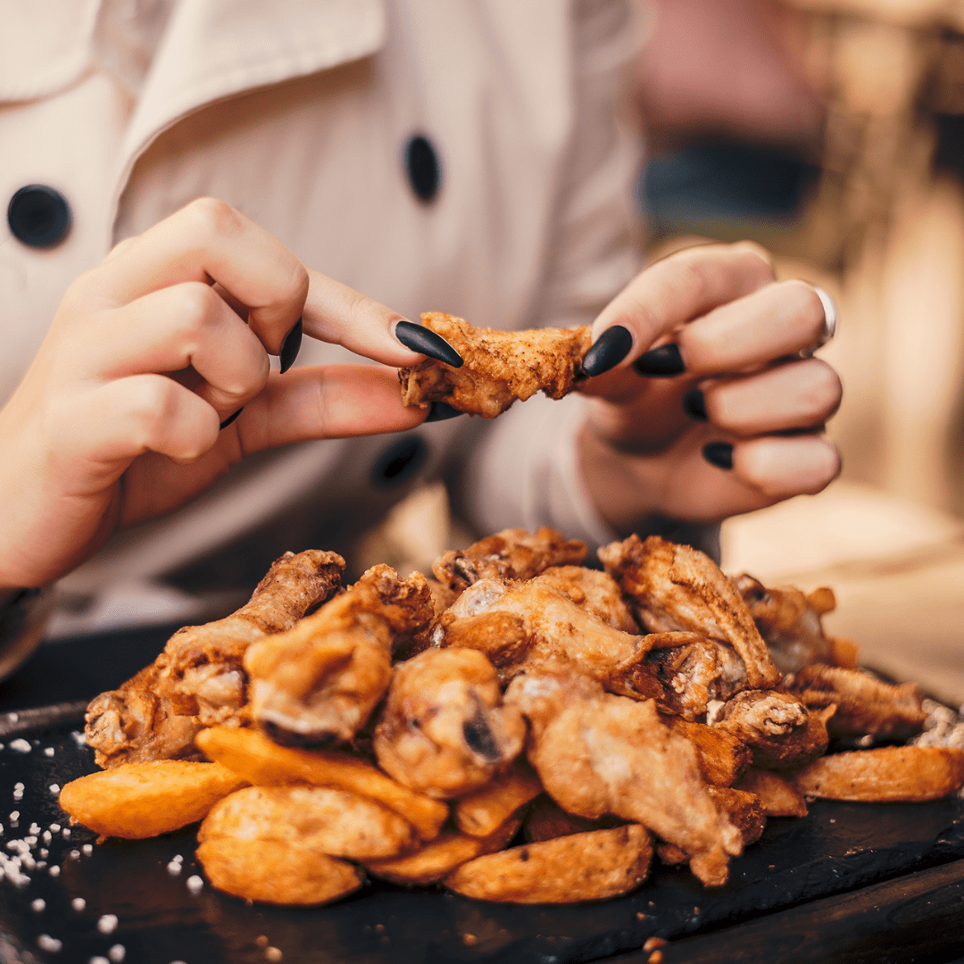  Some of us eat wings so quickly we would never notice a red spot. 