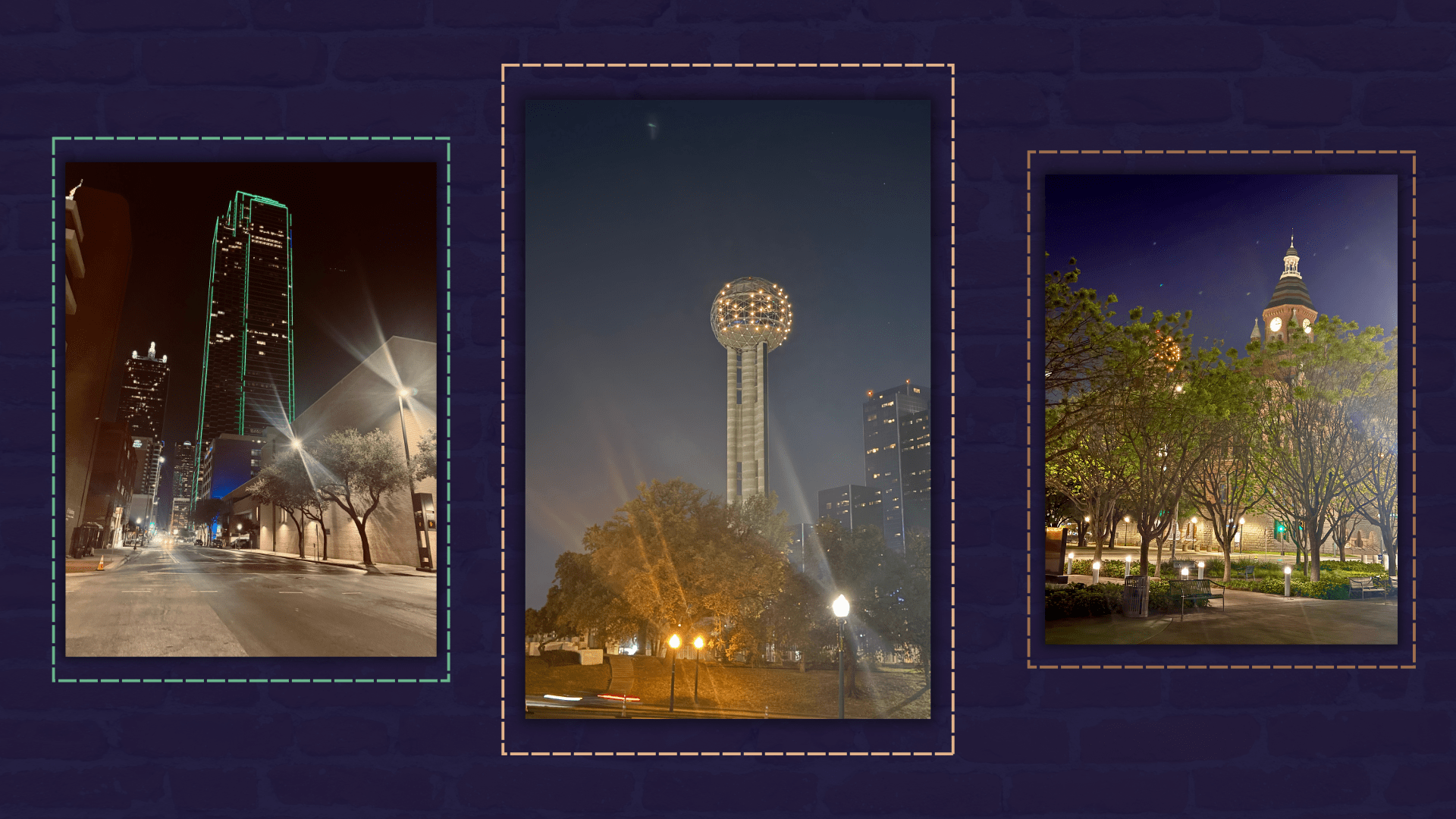  Left: Bank of America Building; Center: Reunion Tower; Right: The Old Red Courthouse 